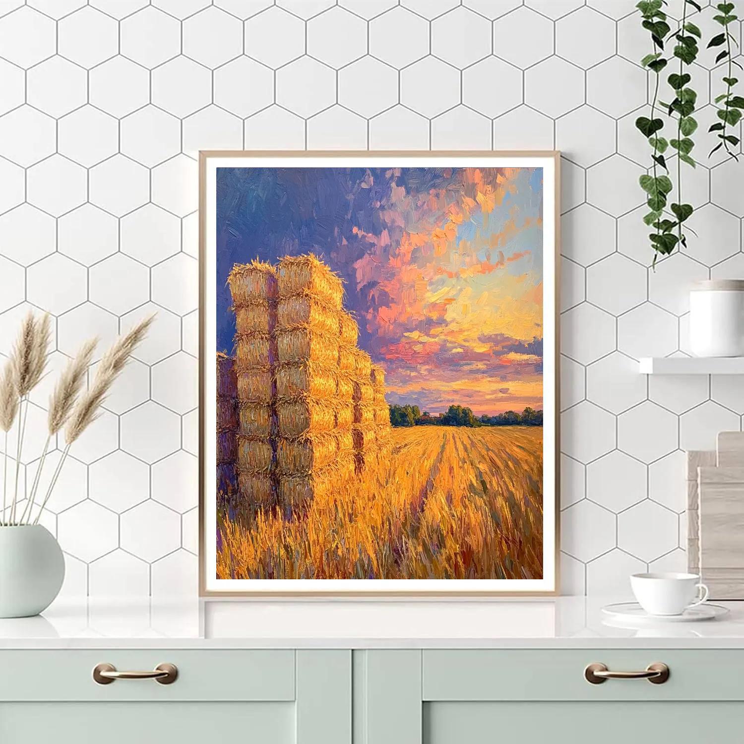 Claude Monet Inspired Haystacks At Golden Dusk painting number kit
