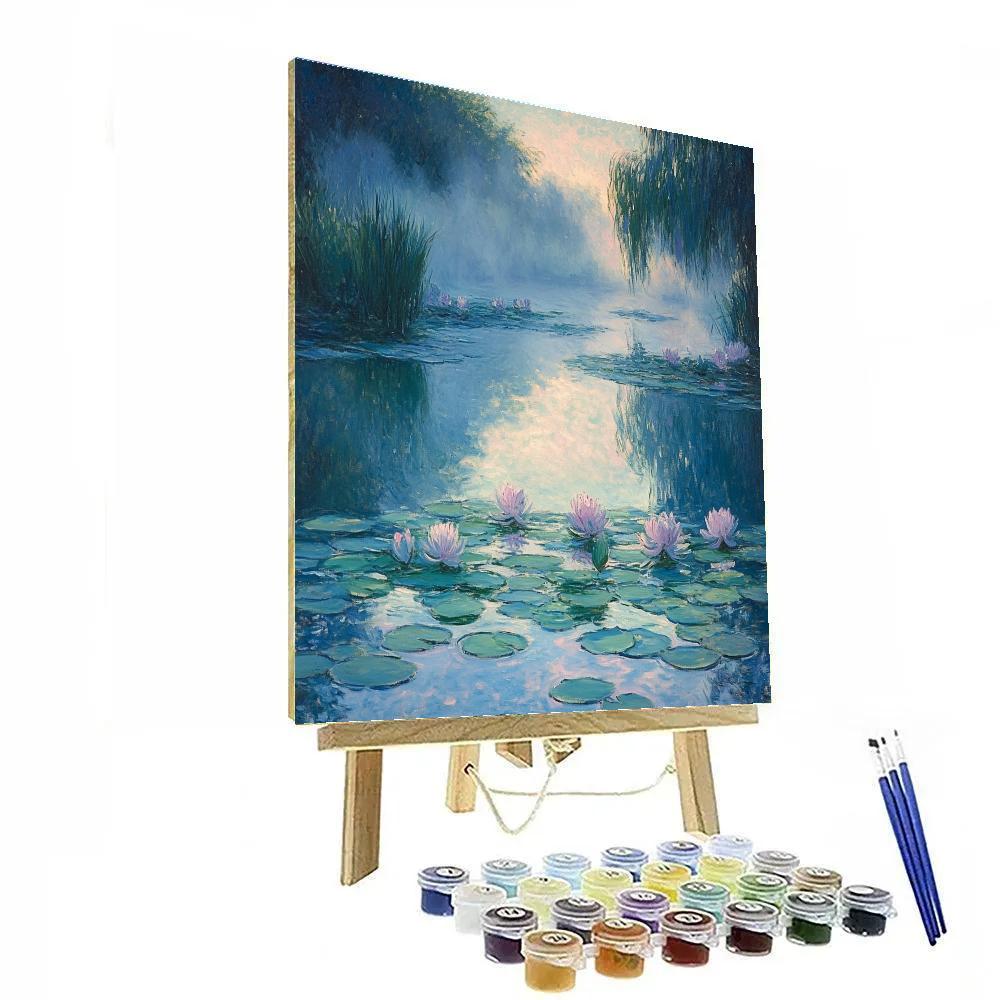 Claude Monet Inspired Morning Mist Over Lilies paint by color