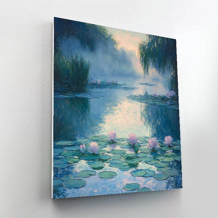 Claude Monet Inspired Morning Mist Over Lilies paint by color