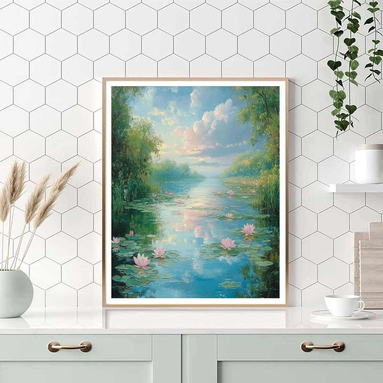 Claude Monet Inspired Serene Lotus Pond Painting by numbers kit