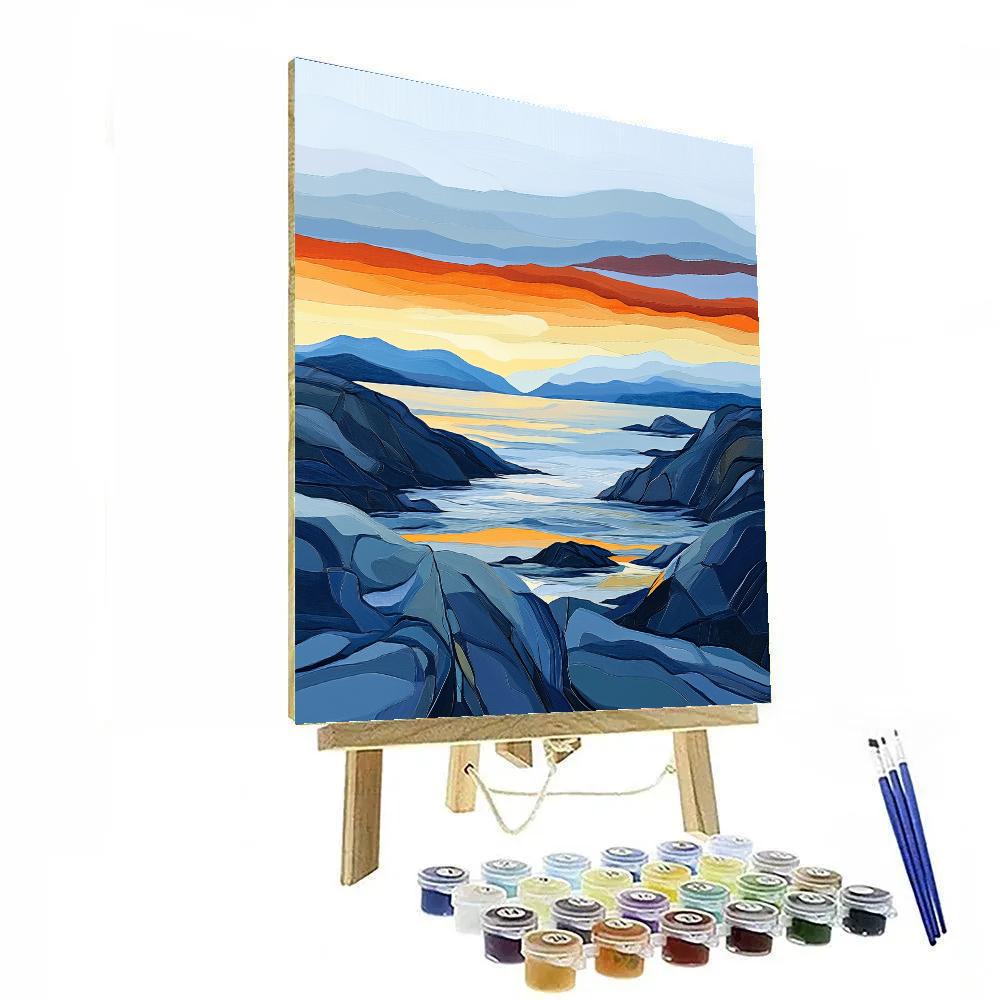 Edvard Munch Inspired Tumultuous Fjord Sunset paint by number