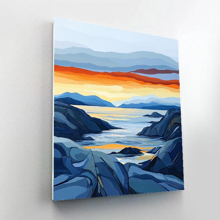Edvard Munch Inspired Tumultuous Fjord Sunset paint by number