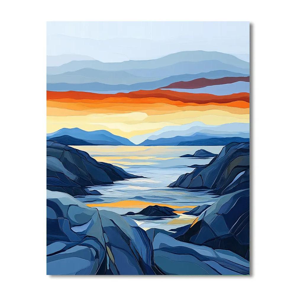 Edvard Munch Inspired Tumultuous Fjord Sunset paint by number