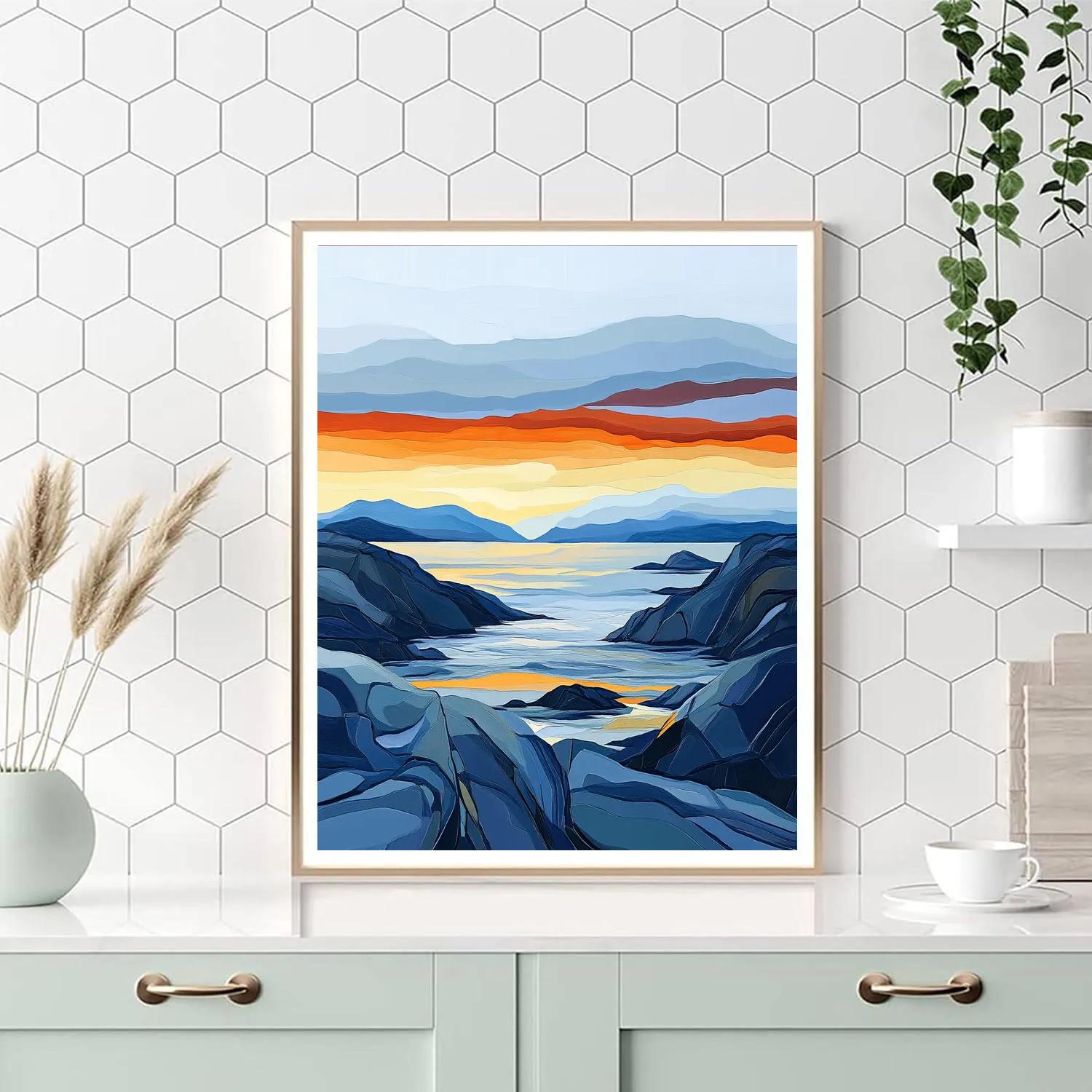 Edvard Munch Inspired Tumultuous Fjord Sunset paint by number