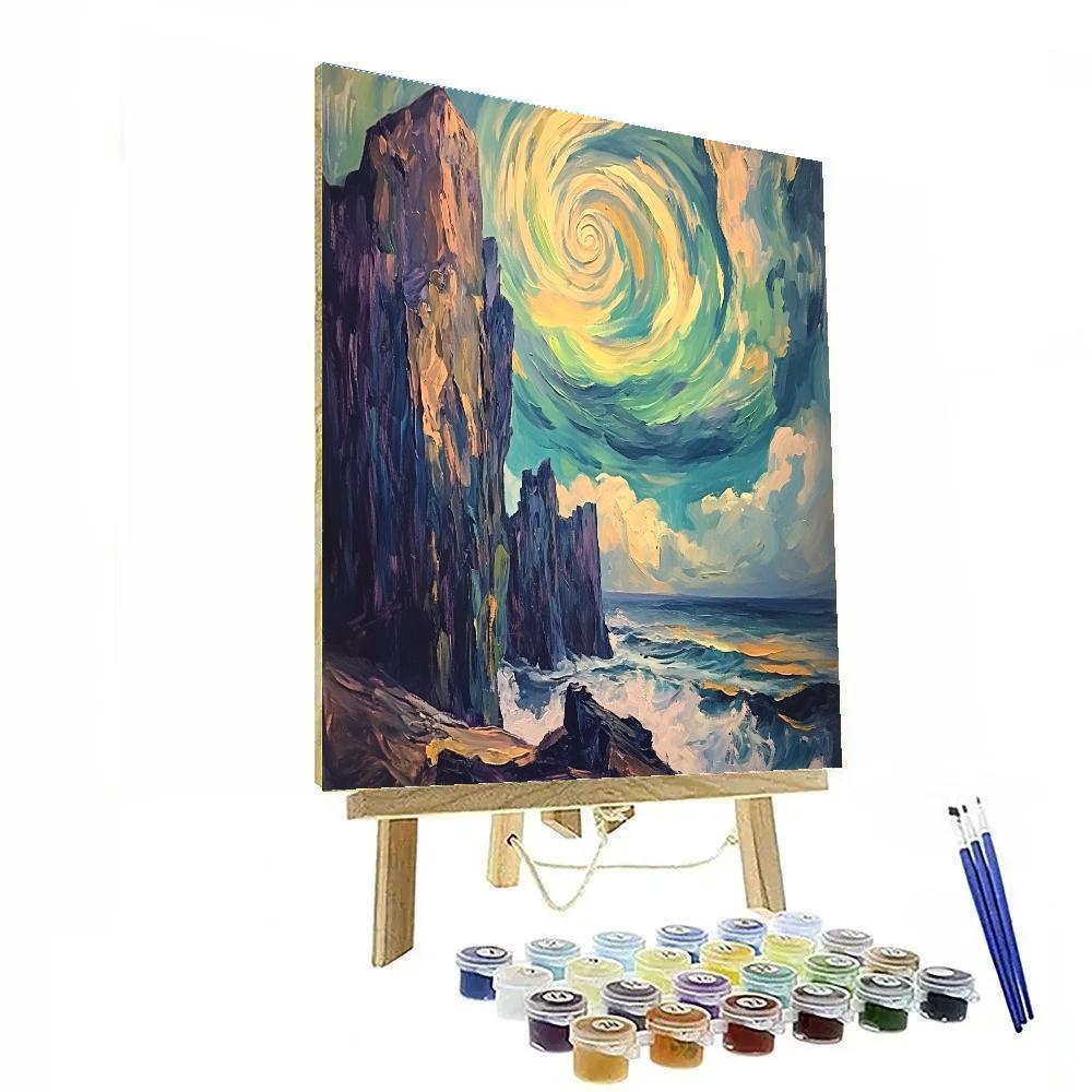 Edvard Munch Inspired Cosmic Storm Over Cliffs Numbered painting kits
