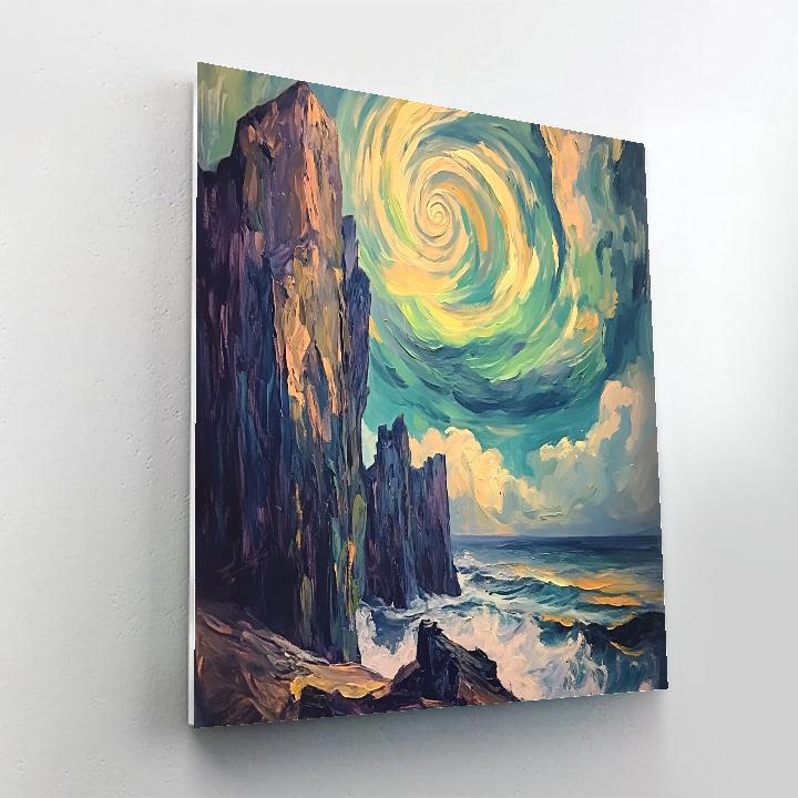 Edvard Munch Inspired Cosmic Storm Over Cliffs Numbered painting kits