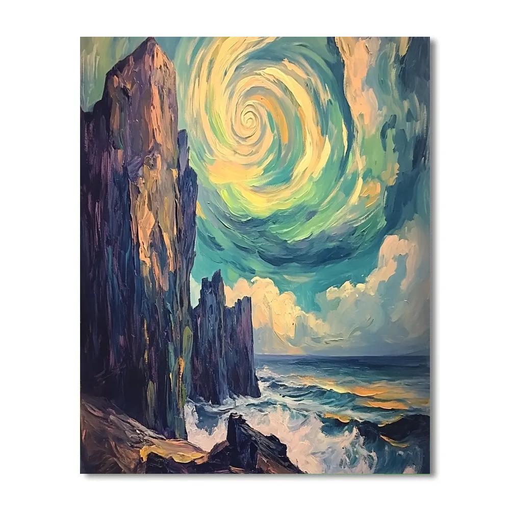 Edvard Munch Inspired Cosmic Storm Over Cliffs Numbered painting kits