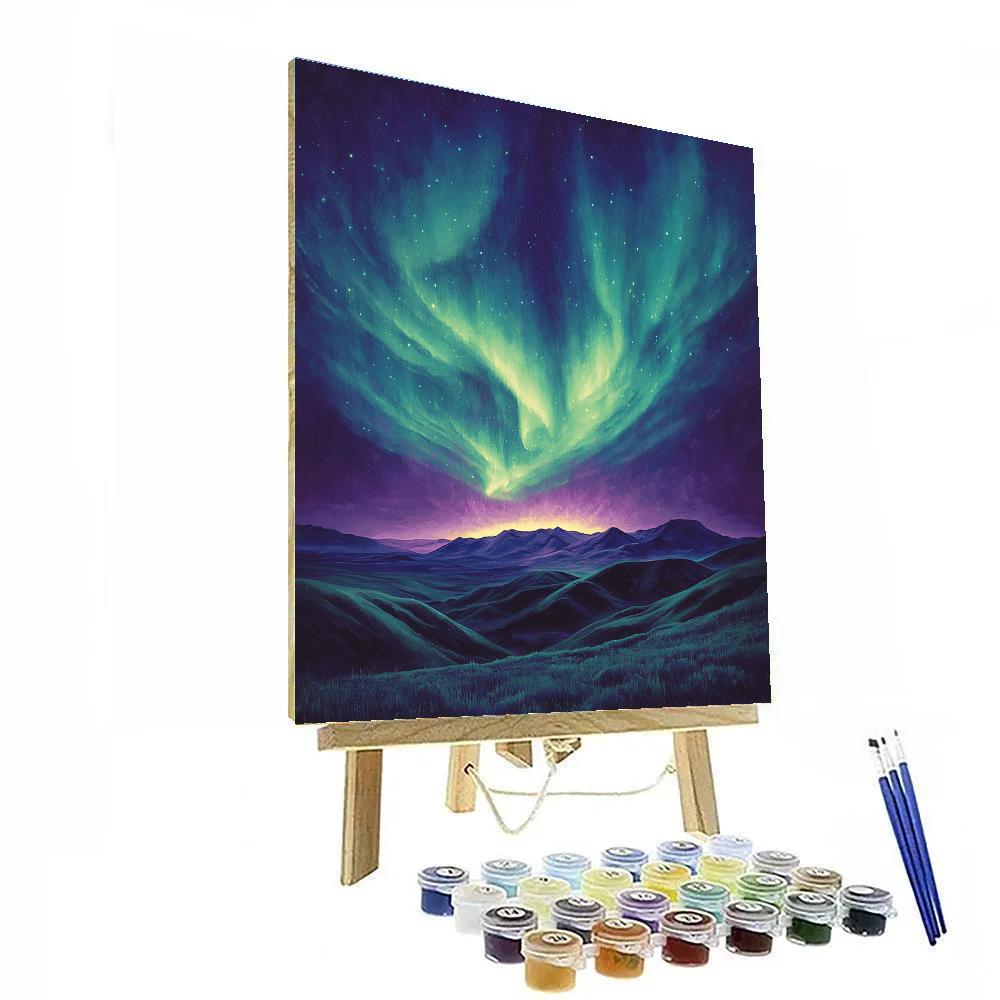 Frederick Varley Inspired Luminous Aurora Over Windswept Ridge paint by color