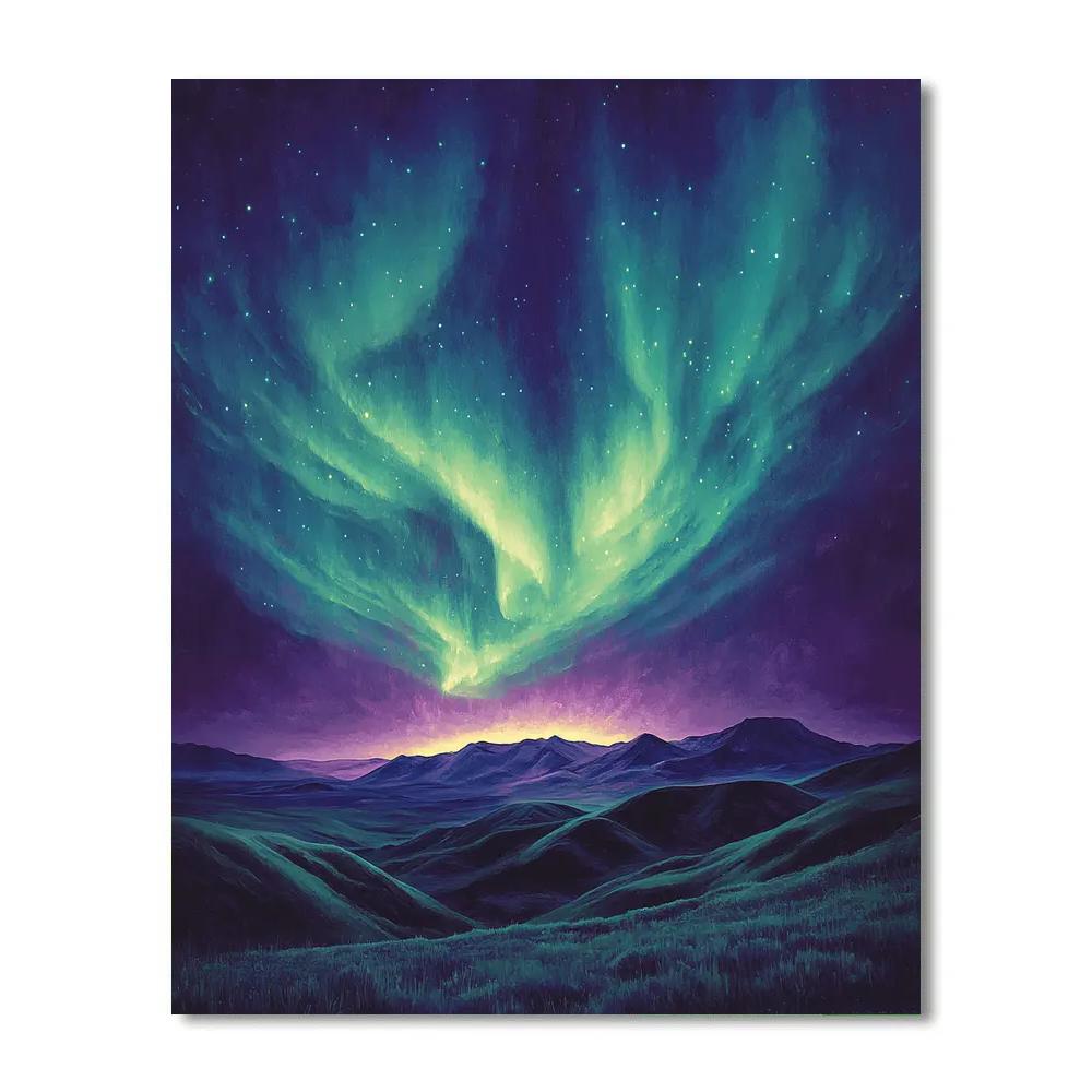 Frederick Varley Inspired Luminous Aurora Over Windswept Ridge paint by color