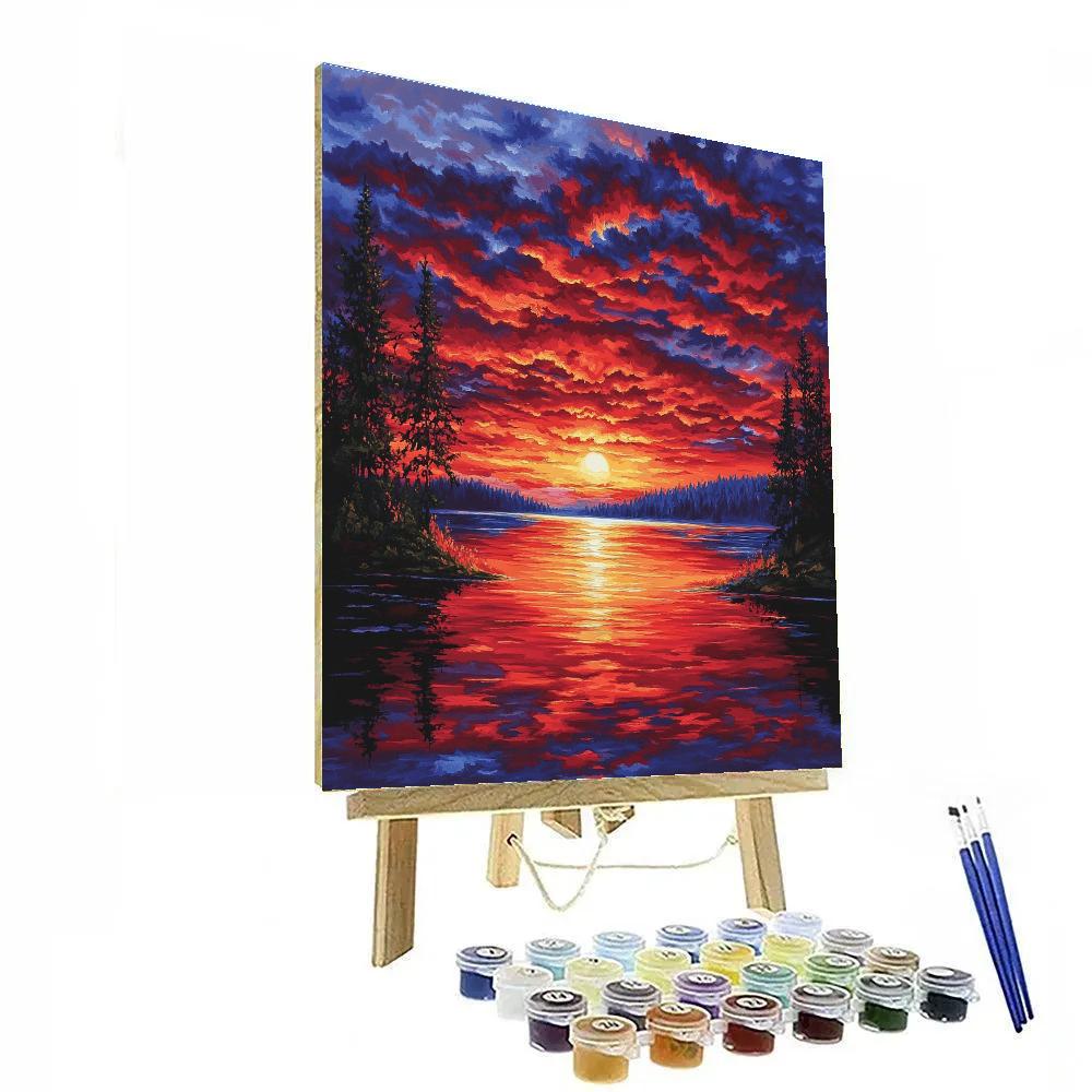 Frederick Varley Inspired Twilight Glow Across Reflective Northern Lake painting number kit