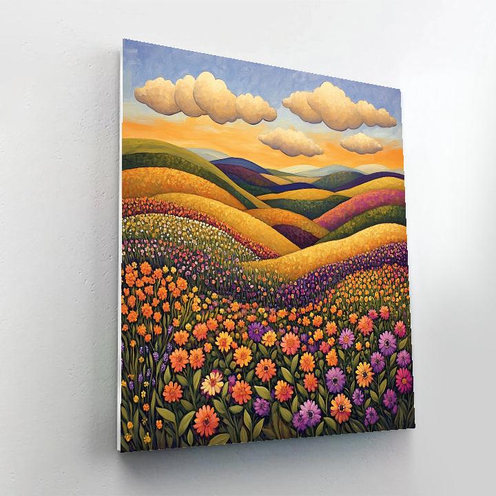 J. E. H. MacDonald Inspired Meadow Of Wildflowers And Layered Sky Numbered painting kits