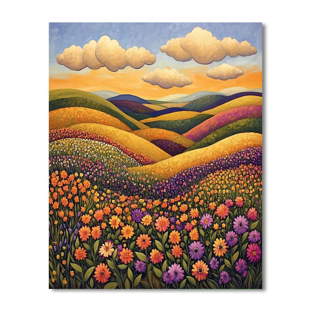 J. E. H. MacDonald Inspired Meadow Of Wildflowers And Layered Sky Numbered painting kits