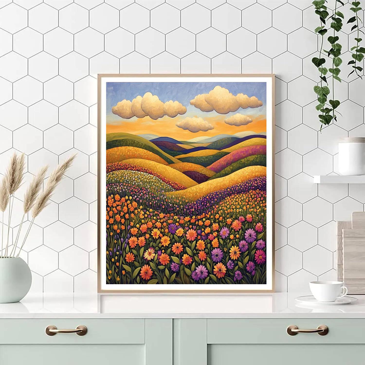 J. E. H. MacDonald Inspired Meadow Of Wildflowers And Layered Sky Numbered painting kits