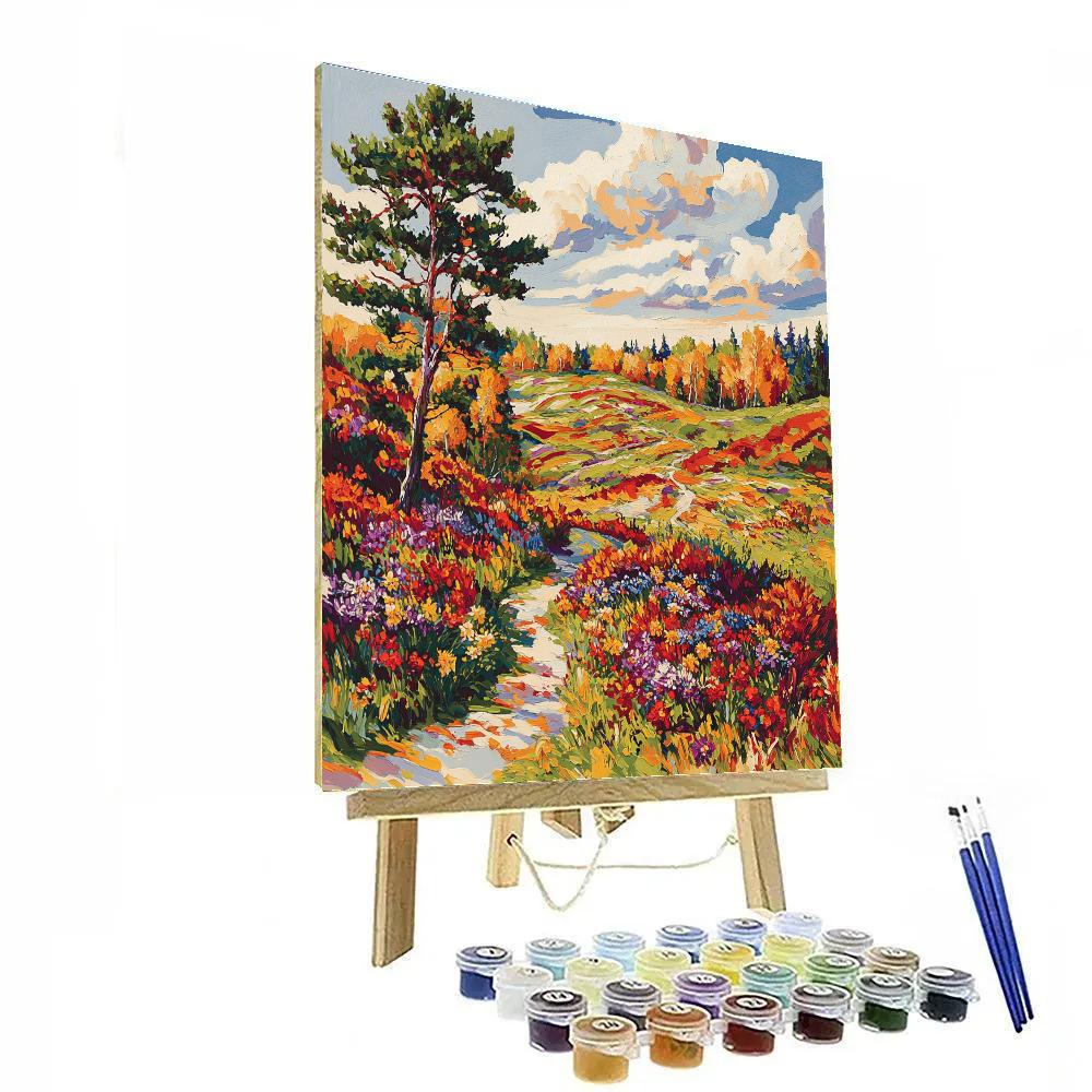 J E H MacDonald Inspired Autumn Wildflower Meadow With Rhythmic Skies paint by color