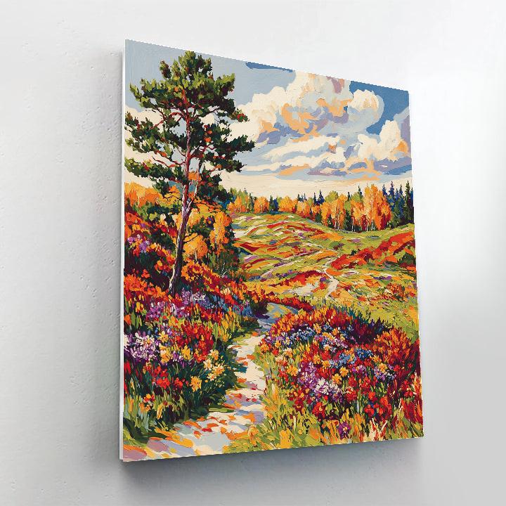 J E H MacDonald Inspired Autumn Wildflower Meadow With Rhythmic Skies paint by color