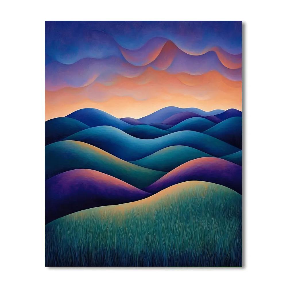J. E. H. MacDonald Inspired Twilight Over Misty Hills Paint by numbers art