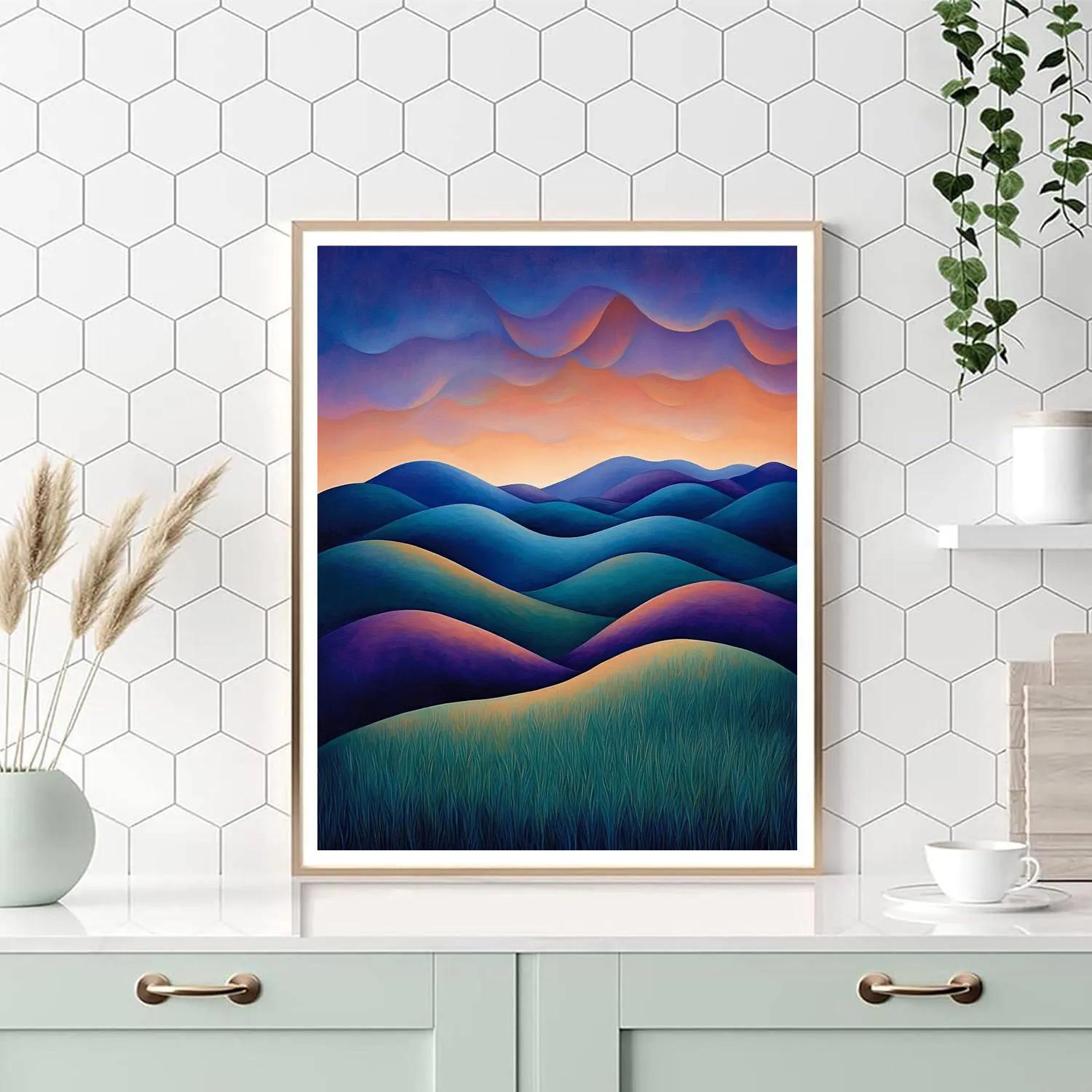 J. E. H. MacDonald Inspired Twilight Over Misty Hills Paint by numbers art
