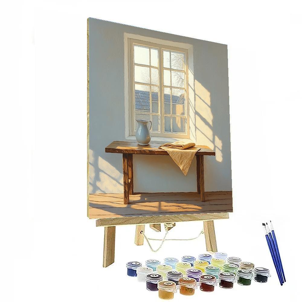 Johannes Vermeer Inspired Morning Light On Delft Canal Window Numbered painting kits