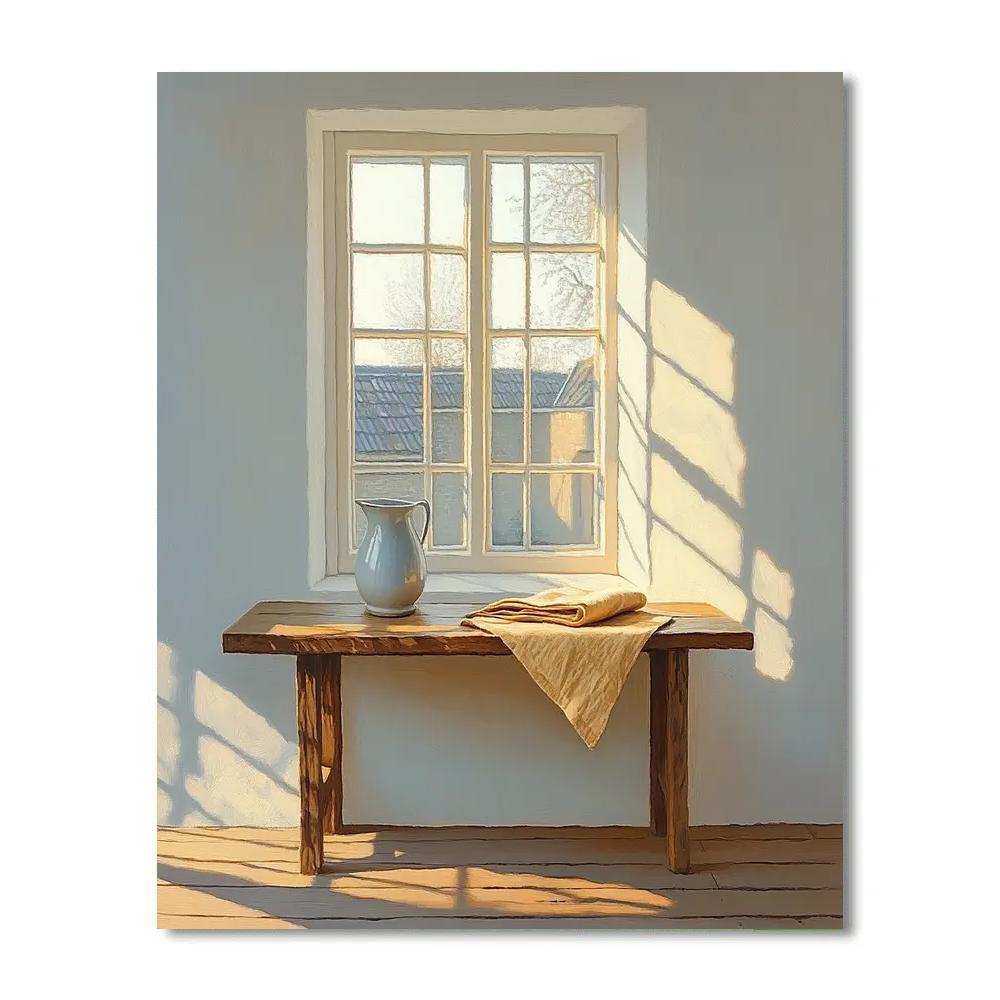 Johannes Vermeer Inspired Morning Light On Delft Canal Window Numbered painting kits