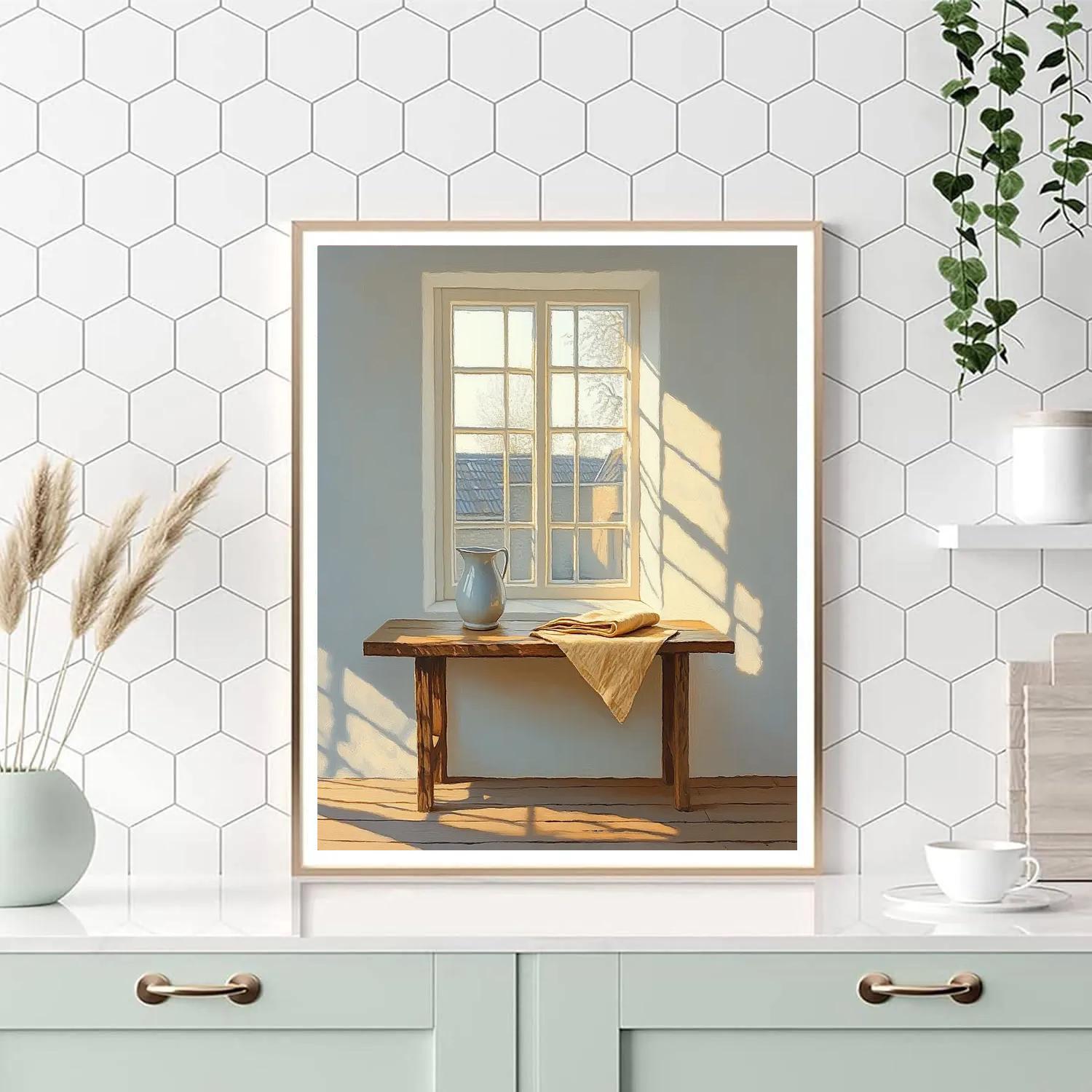 Johannes Vermeer Inspired Morning Light On Delft Canal Window Numbered painting kits