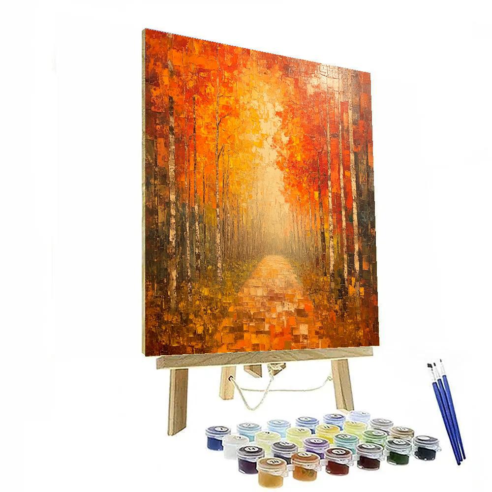 Jean-Paul Riopelle Inspired Fiery Autumn Mosaic paint by color