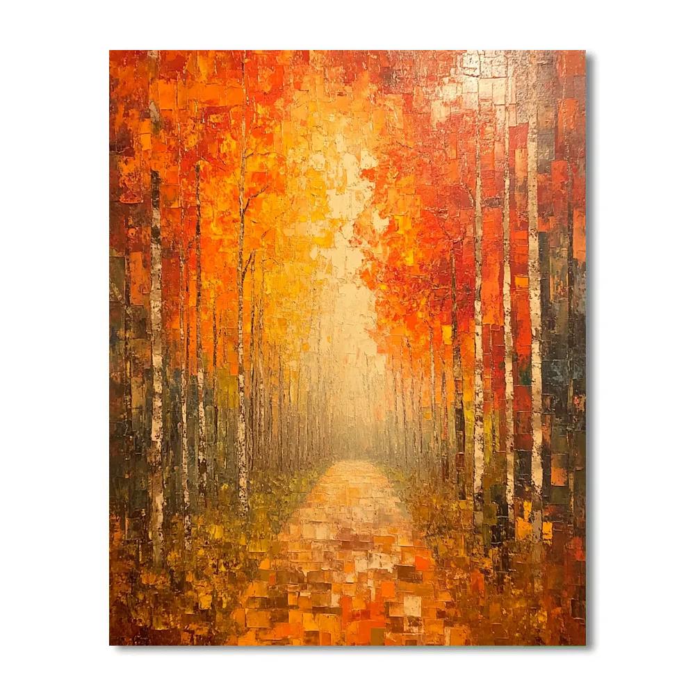 Jean-Paul Riopelle Inspired Fiery Autumn Mosaic paint by color