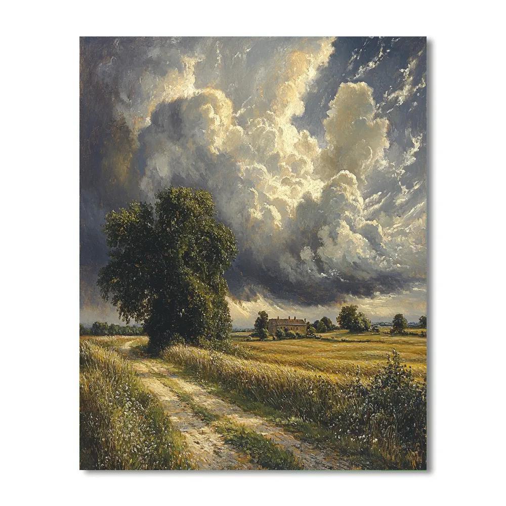 John Constable Inspired Stormy Countryside painting number kit