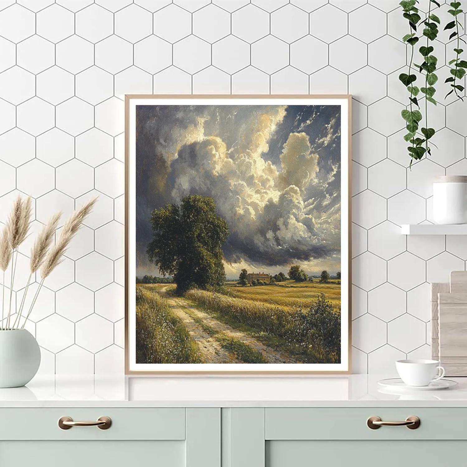 John Constable Inspired Stormy Countryside painting number kit