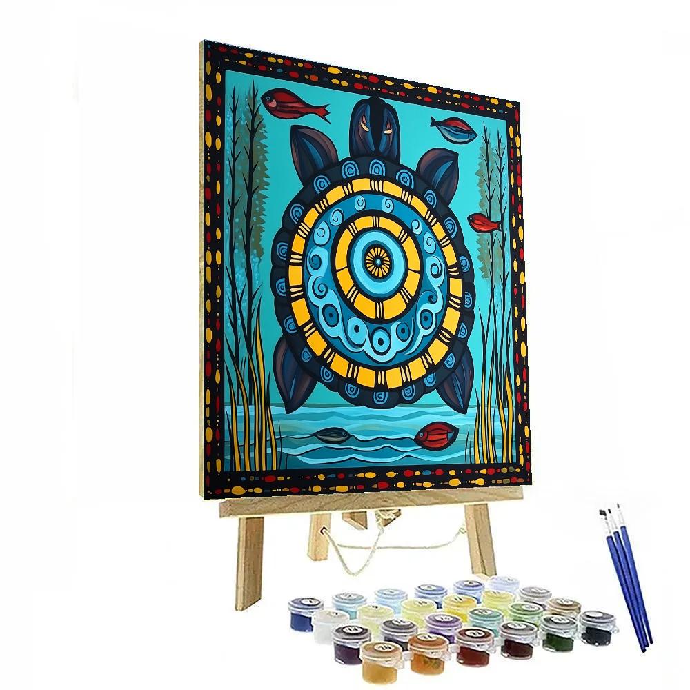 Norval Morrisseau Inspired Great Turtle Of Lake Currents Paint by numbers kits