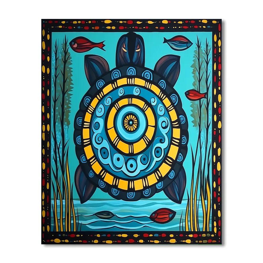 Norval Morrisseau Inspired Great Turtle Of Lake Currents Paint by numbers kits