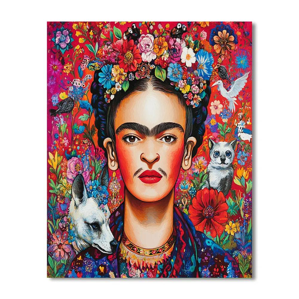 Frida Kahlo Inspired Emotional Self-Portrait paint by color