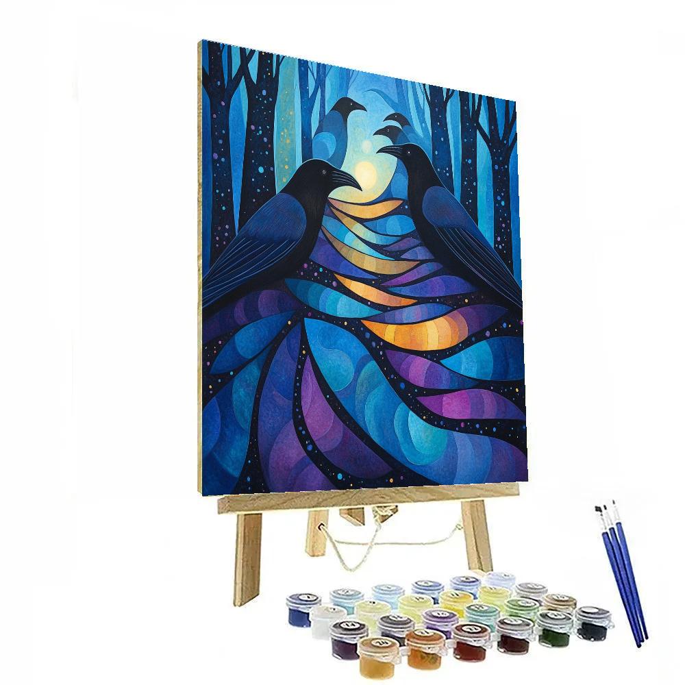 Norval Morrisseau Inspired Ravens Of Aurora Pathways DIY paint by numbers