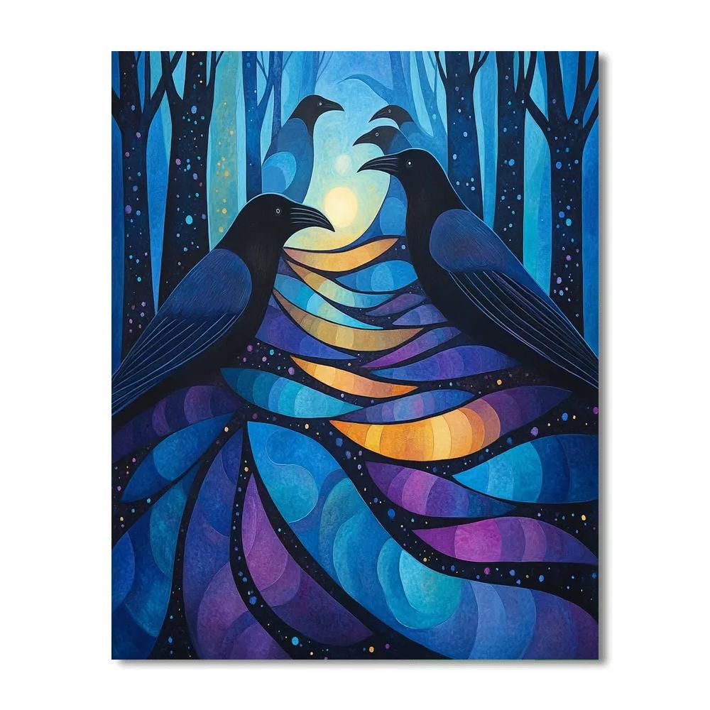 Norval Morrisseau Inspired Ravens Of Aurora Pathways DIY paint by numbers