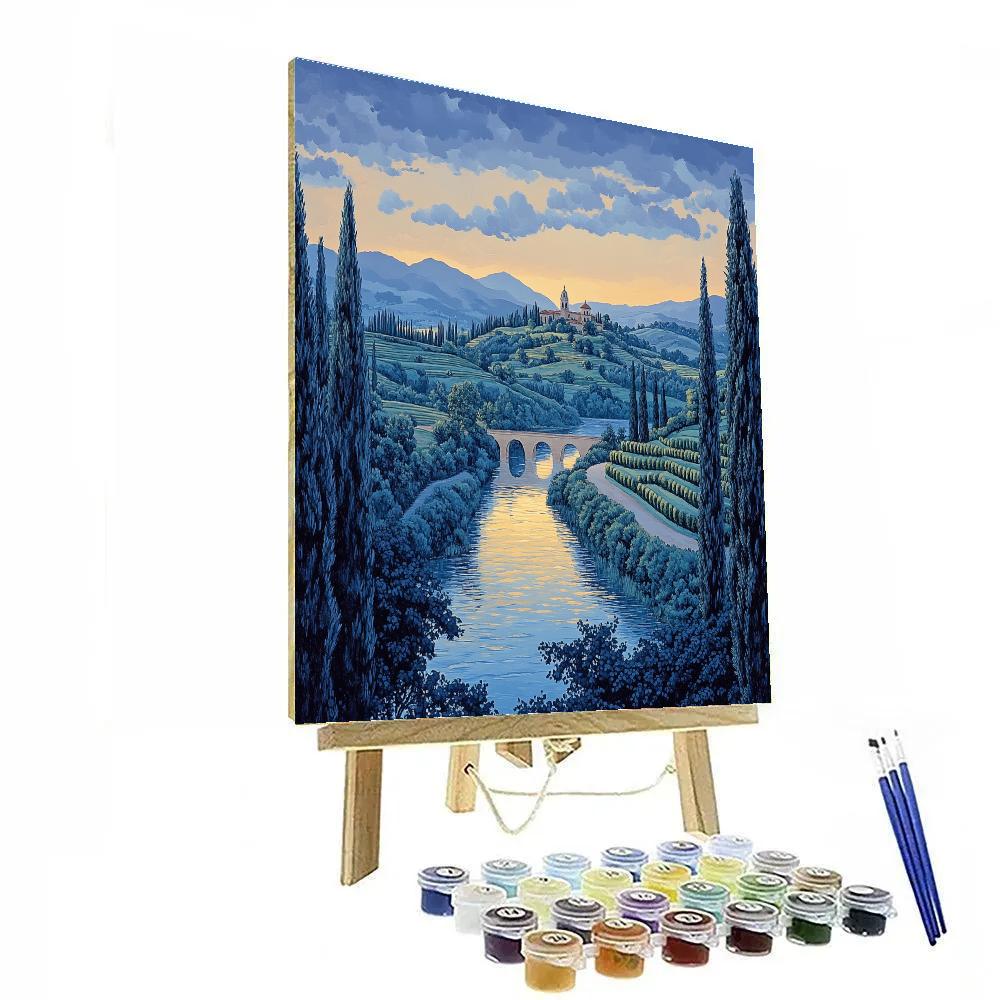Raphael Inspired Serene River Valley At Dawn paint by numbers
