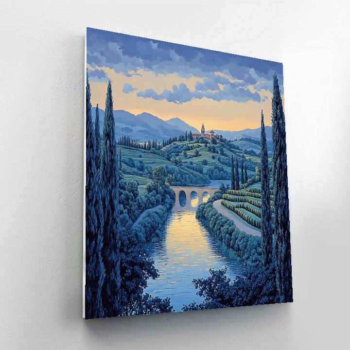 Raphael Inspired Serene River Valley At Dawn paint by numbers