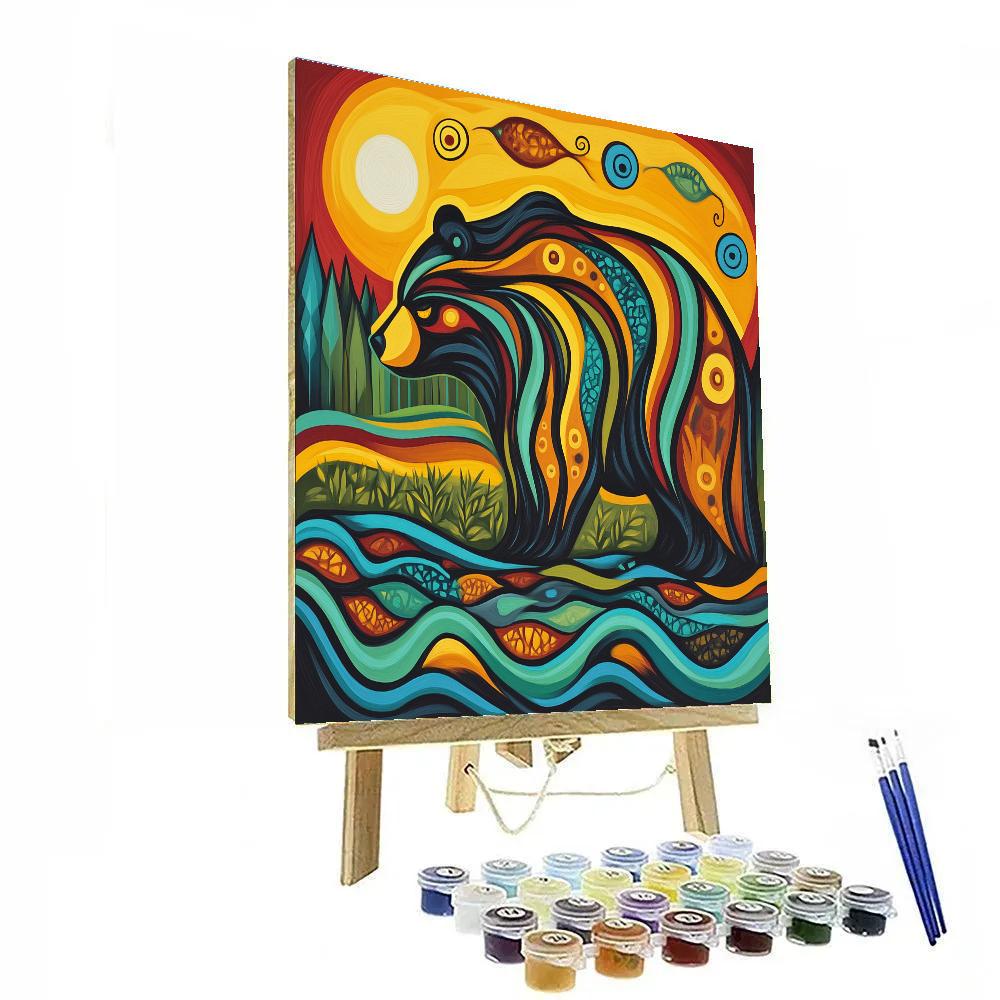 Norval Morrisseau Inspired Bear Of River Song painting number kit