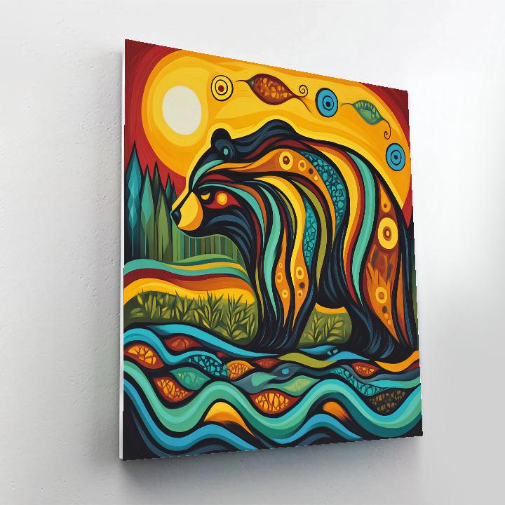 Norval Morrisseau Inspired Bear Of River Song painting number kit