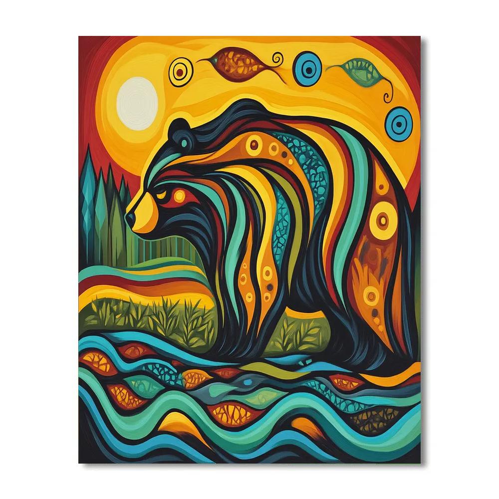 Norval Morrisseau Inspired Bear Of River Song painting number kit