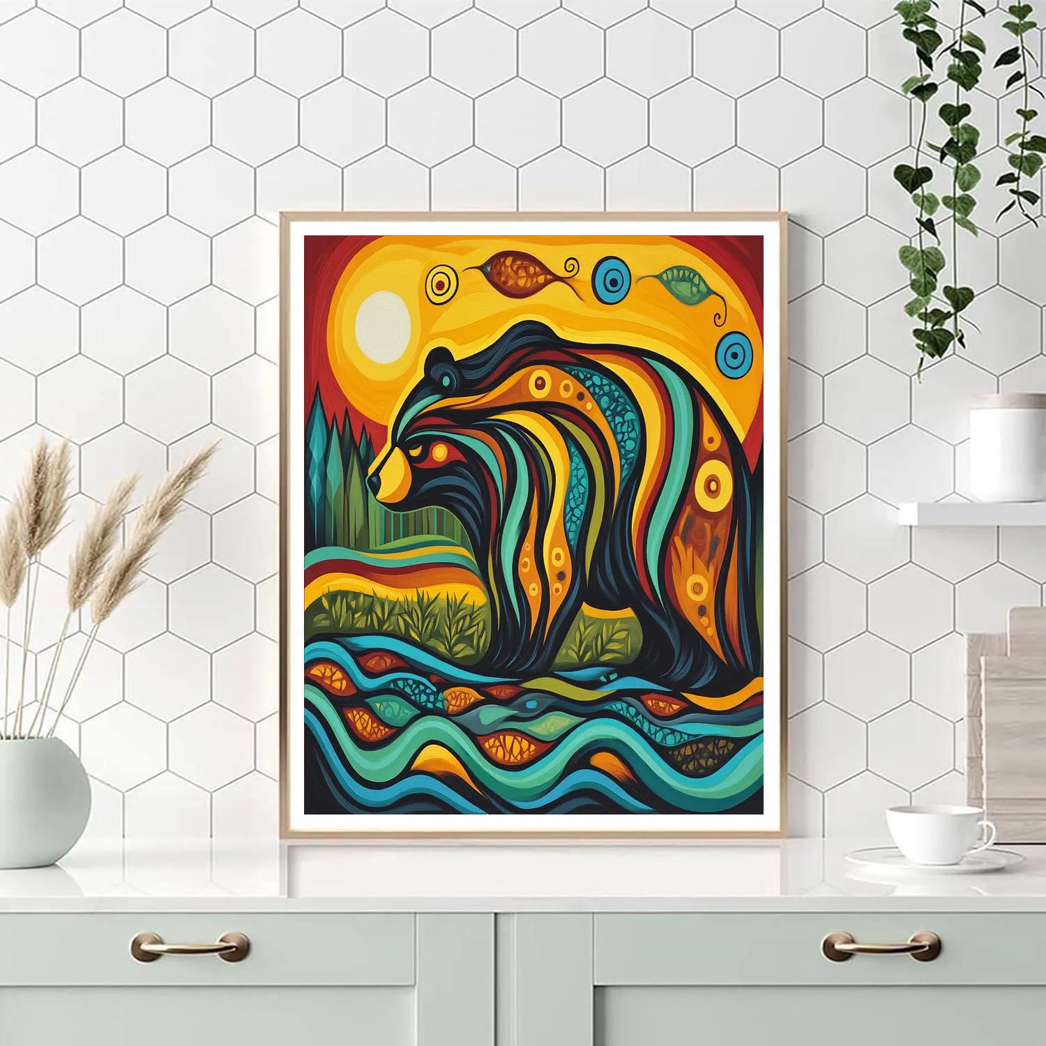 Norval Morrisseau Inspired Bear Of River Song painting number kit