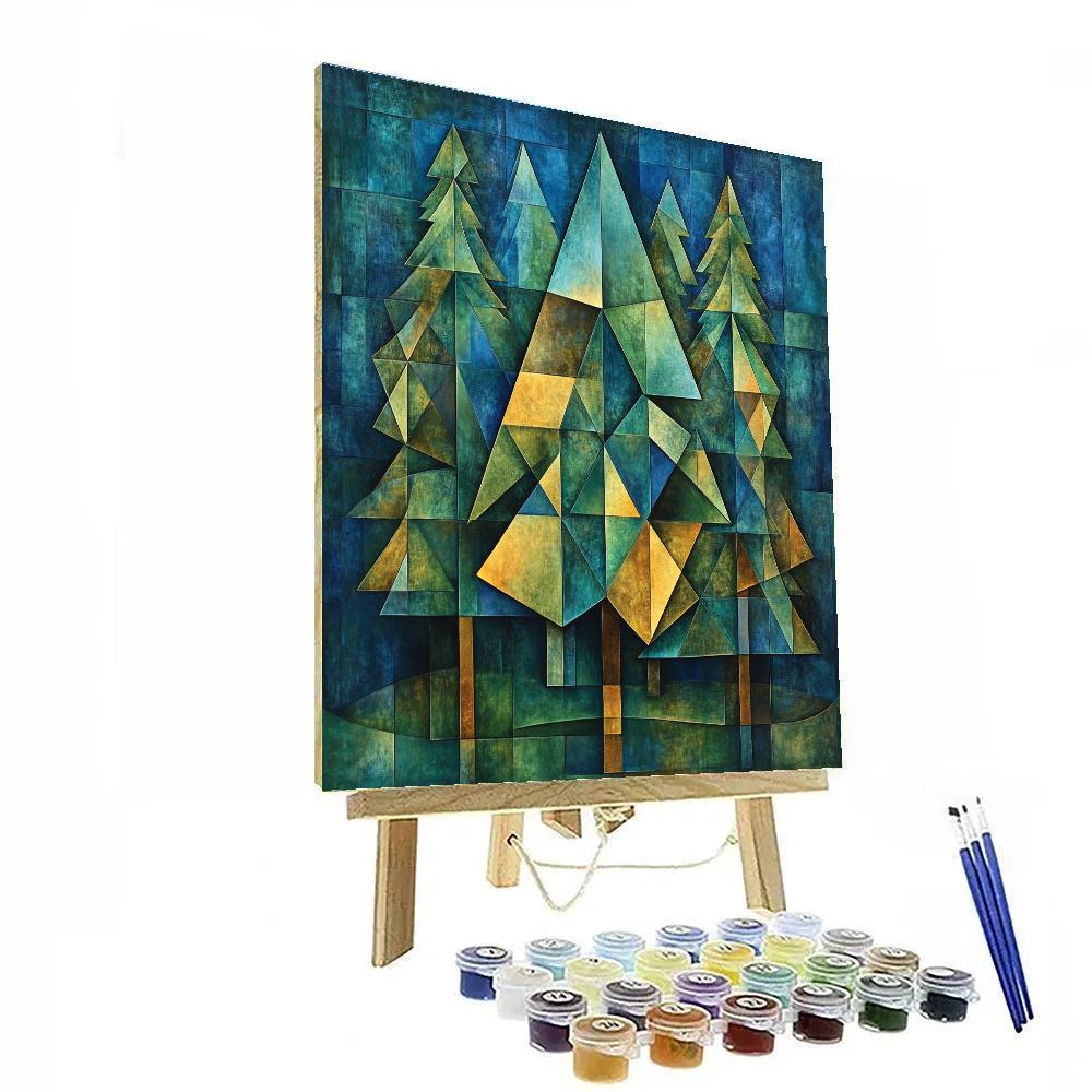 Pablo Picasso Inspired Cubist Abstracted Pine Forest Paint by numbers kits