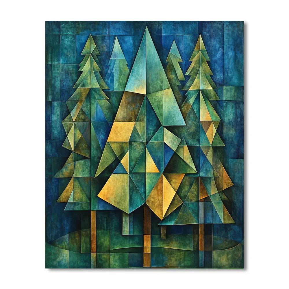 Pablo Picasso Inspired Cubist Abstracted Pine Forest Paint by numbers kits