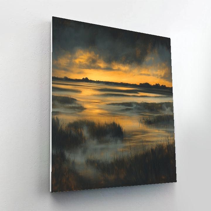 Rembrandt Inspired Twilight Over Misty Marshlands Paint by numbers art