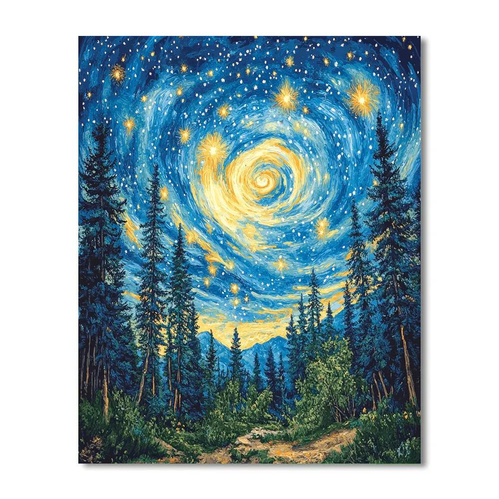 Van Gogh Inspired Celestial Forest Numbered painting kits