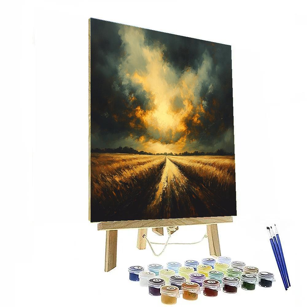 Rembrandt Inspired Golden Light Breaking Through Stormy Clouds Paint by numbers art