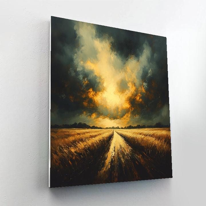 Rembrandt Inspired Golden Light Breaking Through Stormy Clouds Paint by numbers art