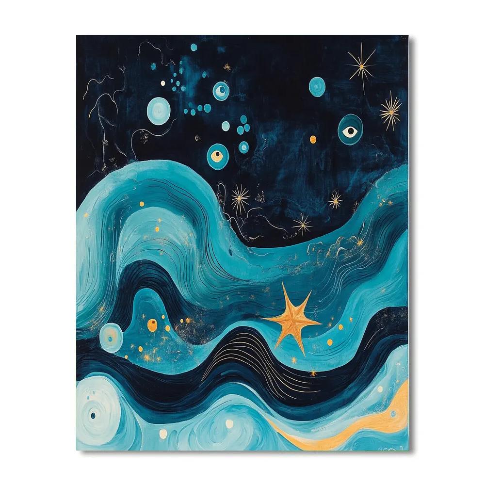 Joan Miró Inspired Oceanic Whimsy paint by color