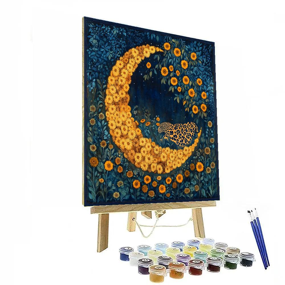 Frida Kahlo Inspired Moonlit Jaguar Bloom paint by color