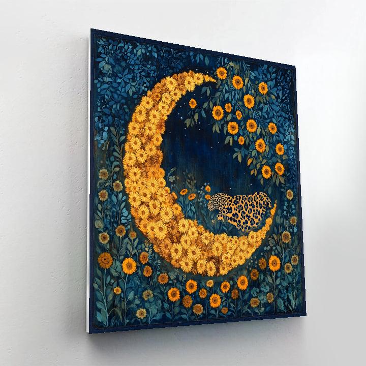 Frida Kahlo Inspired Moonlit Jaguar Bloom paint by color