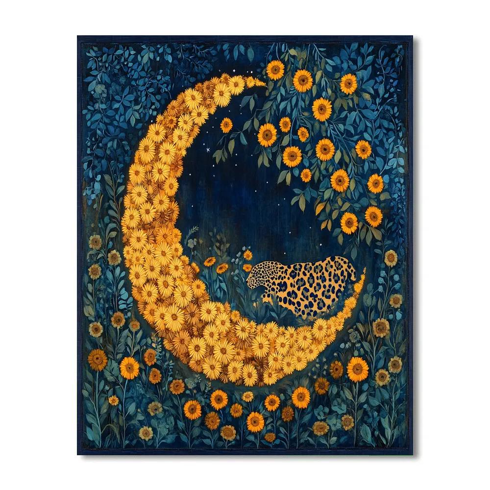 Frida Kahlo Inspired Moonlit Jaguar Bloom paint by color