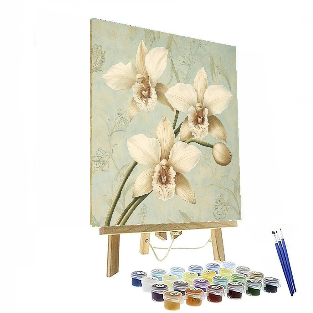 Leonardo Da Vinci Inspired Orchid Study paint by color